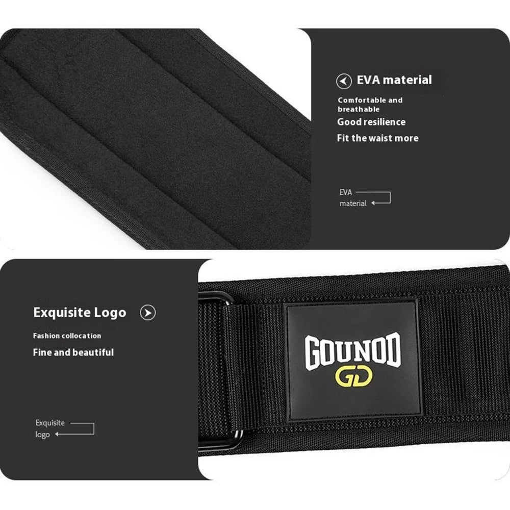 GOUNOD HY022 Weight Lifting Belt Squat Deadlift Back Support Powerlifting Gym Training Equipment - Black / S - 7
