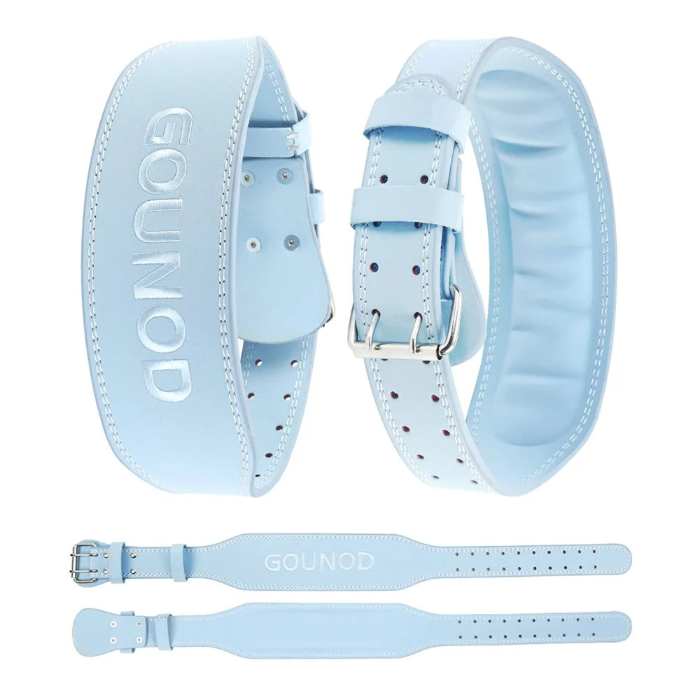 GOUNOD HY036 Weightlifting Belt Matte PU Leather Fitness Squat Deadlift Powerlifting Waist Support, Size L - Blue - 2