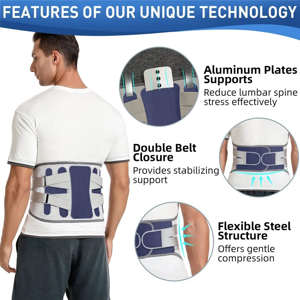 YF-YD042 Size 3XL Thermal Pressed Steel Plate Sports Waist Brace Adults Fitness Basketball Deadlift Waist Support Band - Blue - 3