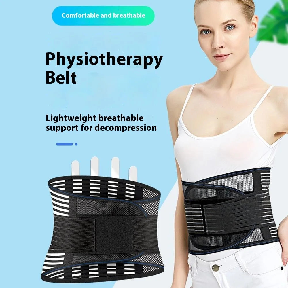 Waist Support Belt Running Fitness Weightlifting Breathable Mesh Compression Steel Plate Waist Brace - Black M - 2