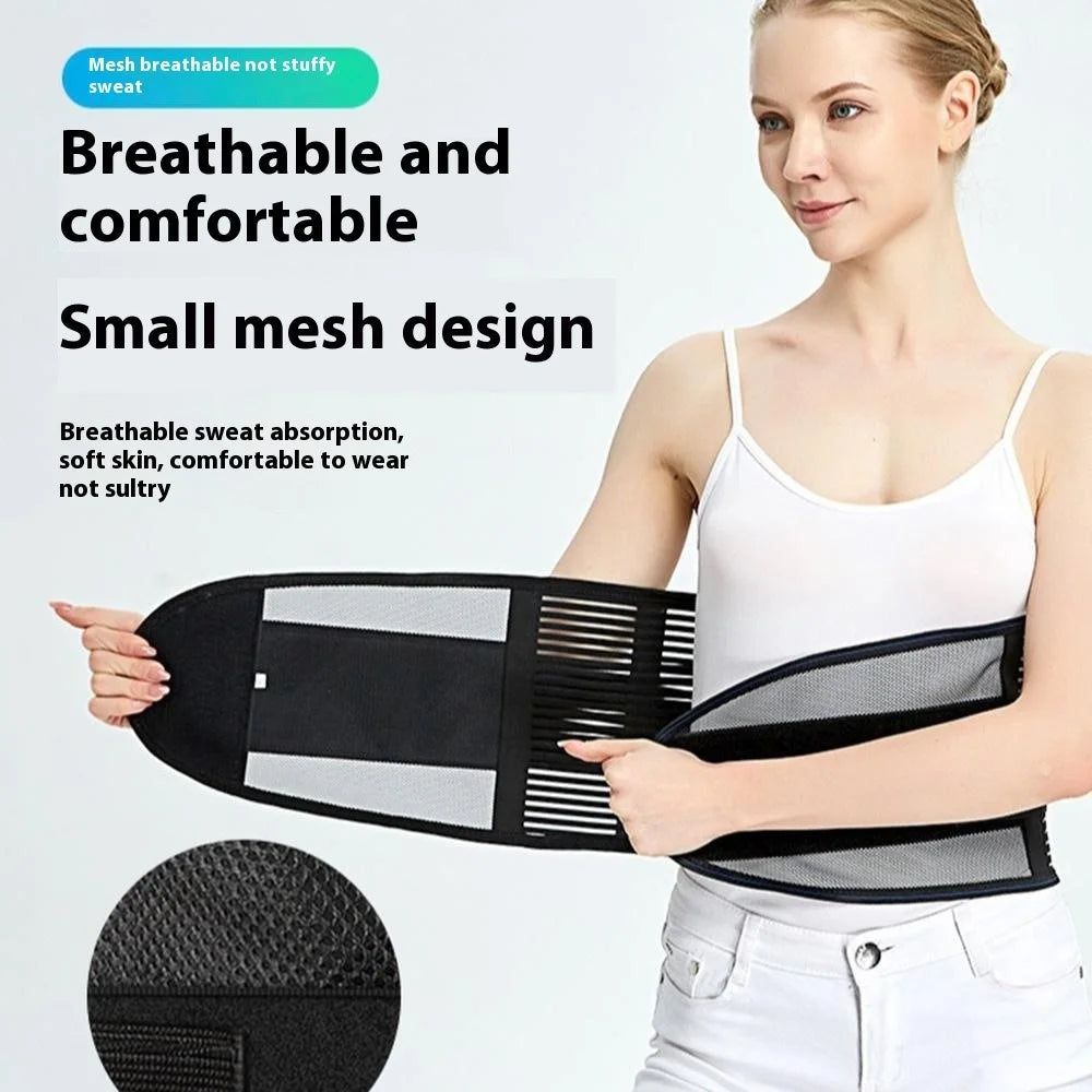 Waist Support Belt Running Fitness Weightlifting Breathable Mesh Compression Steel Plate Waist Brace - Black M - 4