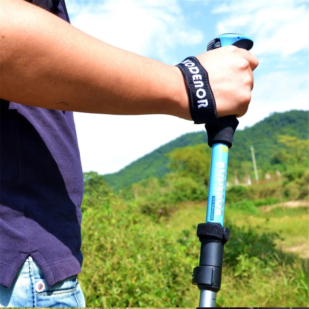 KODENOR 2Pcs Outdoor Trekking Pole Camping 5-Section Aluminum Alloy Walking Stick for 170-190CM Height - Yellow - 3
