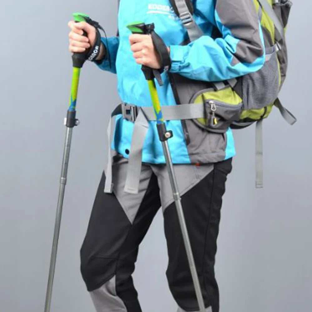 KODENOR 2Pcs Outdoor Trekking Pole Camping 5-Section Aluminum Alloy Walking Stick for 170-190CM Height - Yellow - 6