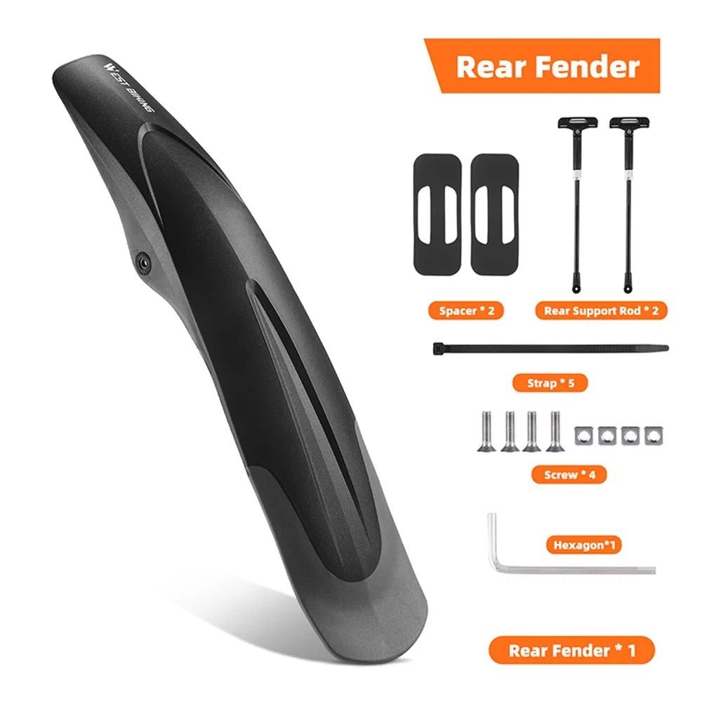 WEST BIKING YP0714025 Mountain Bike Rear  Fender with Adjustable Support Rods, Bicycle Fender for 26", 27.5", 29" Bikes - 2