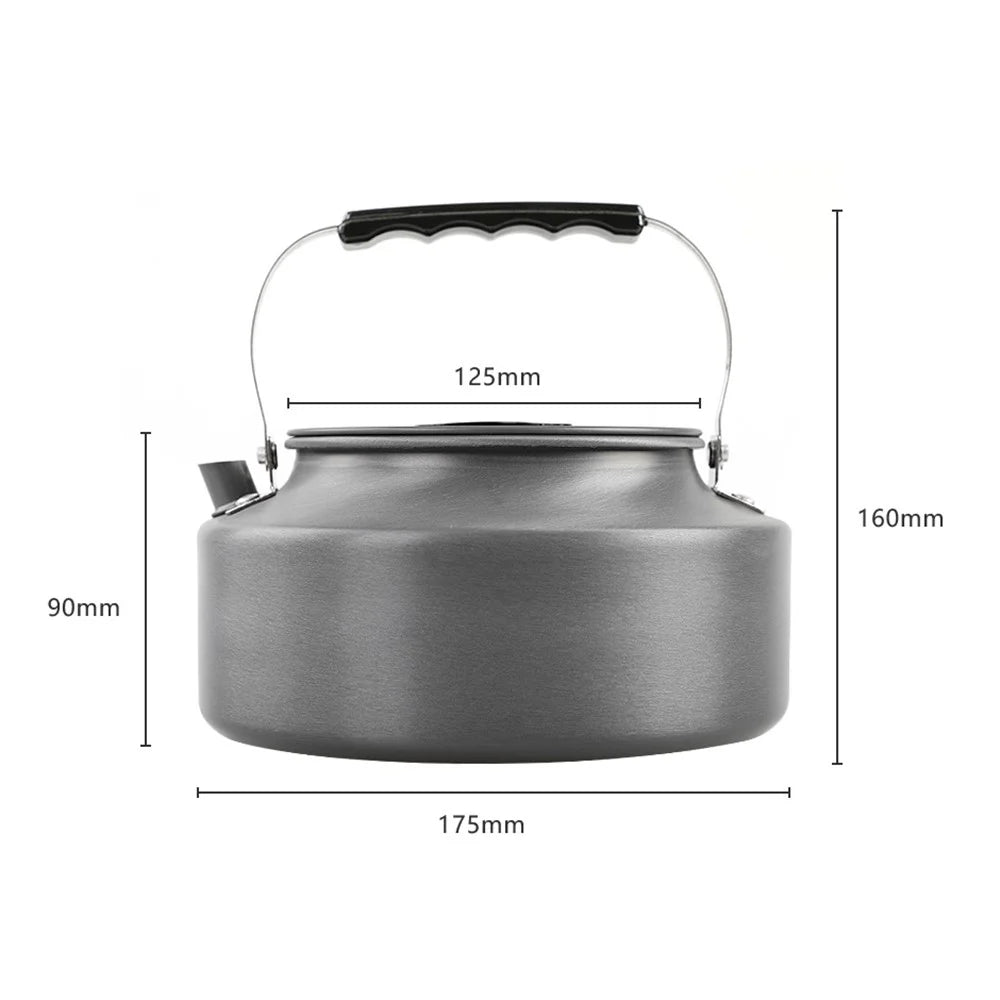 AOTU 1.6L Outdoor Water Kettle Camping Picnic Aluminum Alloy Coffee Pot Teapot (BPA-free, No FDA Certification) - Black Handle - 4