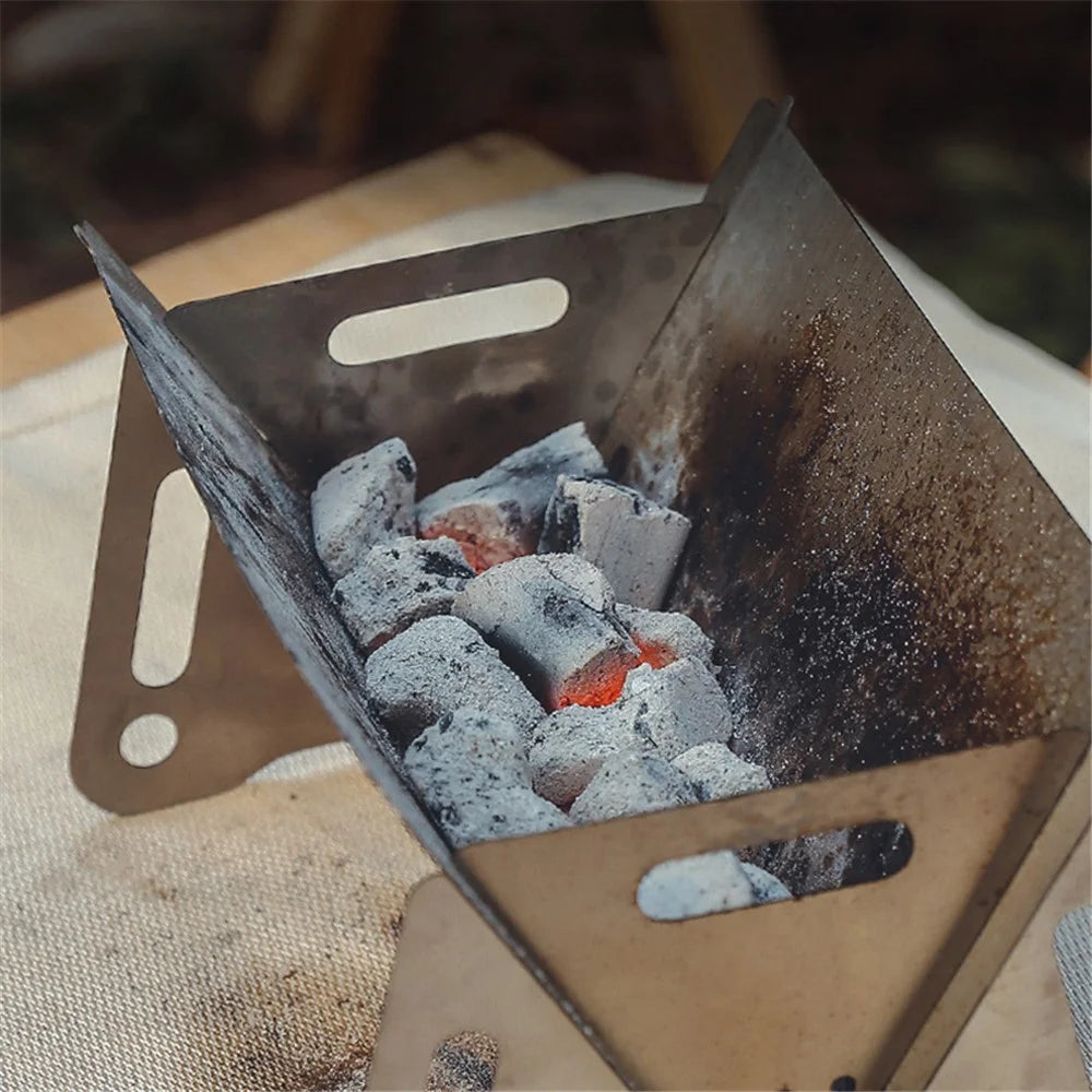HALIN Outdoor Stainless Steel Barbecue Charcoal Grill Folding Camping Picnic BBQ Stove - 4