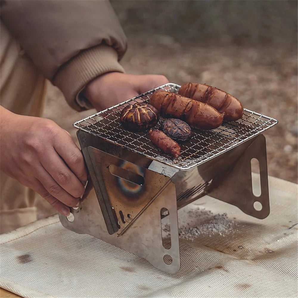 HALIN Outdoor Stainless Steel Barbecue Charcoal Grill Folding Camping Picnic BBQ Stove - 5