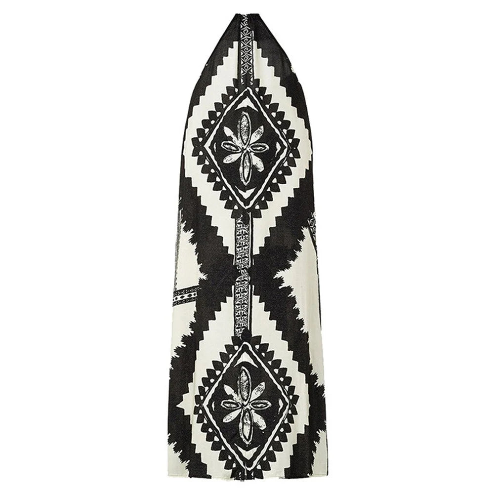 Y357 Retro Print Bikini Swimsuit 3-Piece Swimwear For Women European Style Beach Vacation Swimwear - Black  /  XL - 3