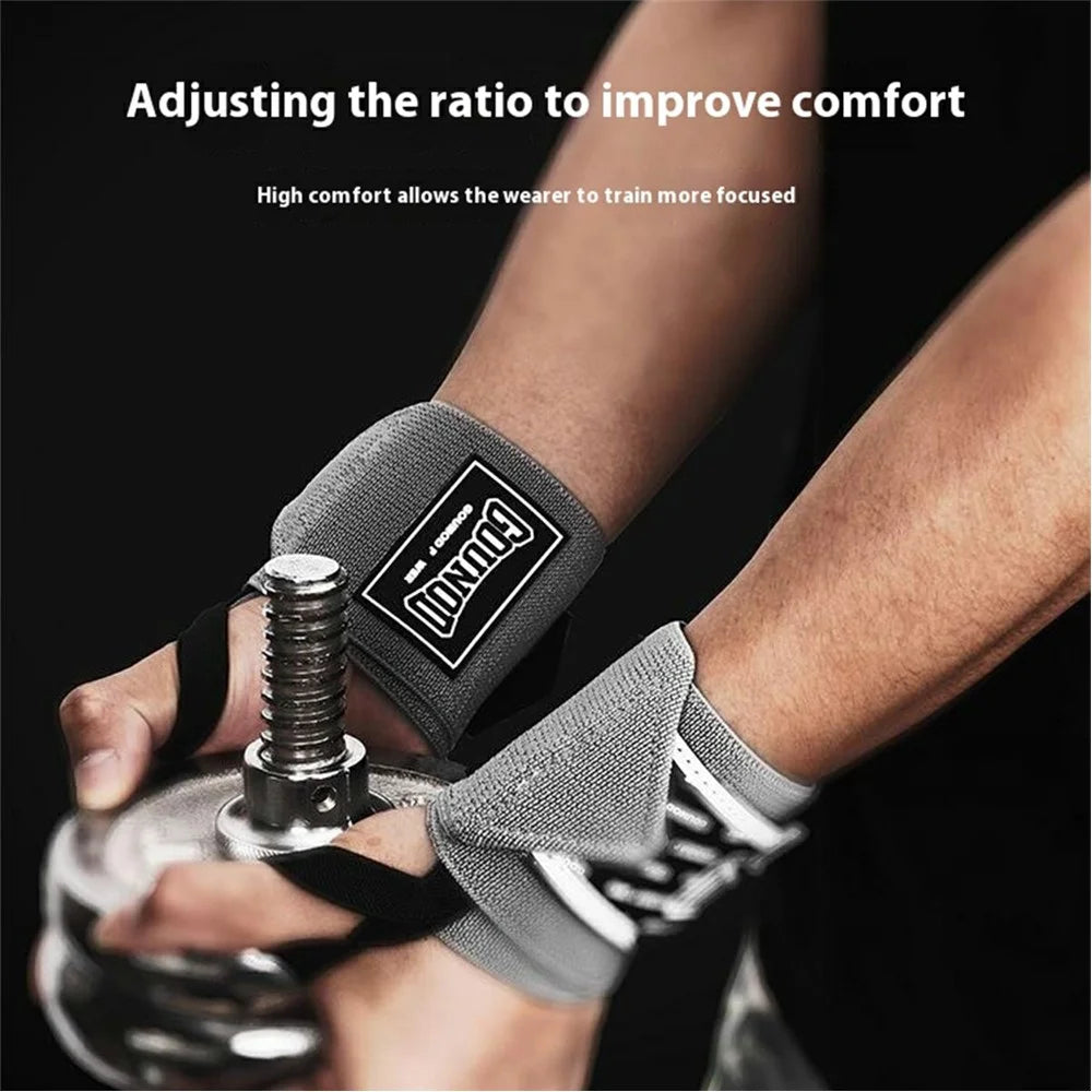 GOUNOD HS0105 1 Pair Sports Wrist Wraps Fitness Weightlifting Pull-Up Stabilizer Sprain Prevention Wrist Band - Grey - 2