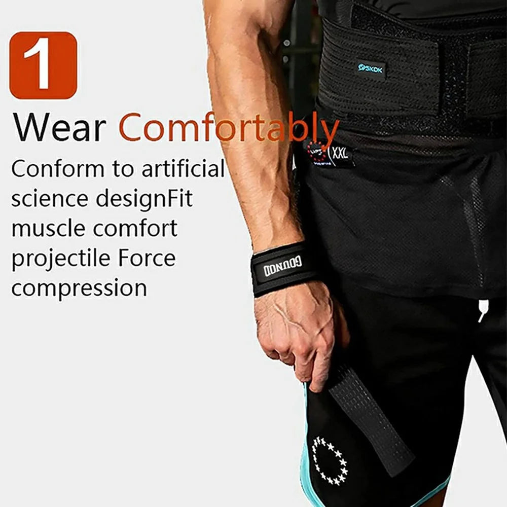 GOUNOD J46 1 Pair Deadlift Hand Straps Weightlifting Powerlifting Pull-Ups Wrist Support Non-Slip Grip Bands - Black - 2