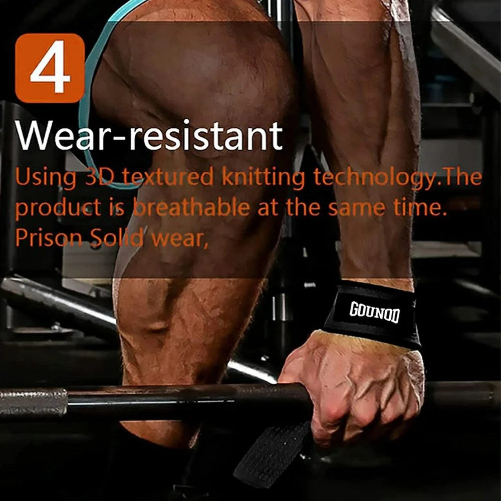 GOUNOD J46 1 Pair Deadlift Hand Straps Weightlifting Powerlifting Pull-Ups Wrist Support Non-Slip Grip Bands - Black - 5