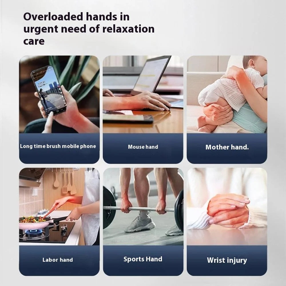 KJH-X3HW EMS Tendon Sheath Massage Wrist Guard 8 Modes 30 Intensity Levels Sports Wristband Hand Joint Massager - Navy Blue - 4