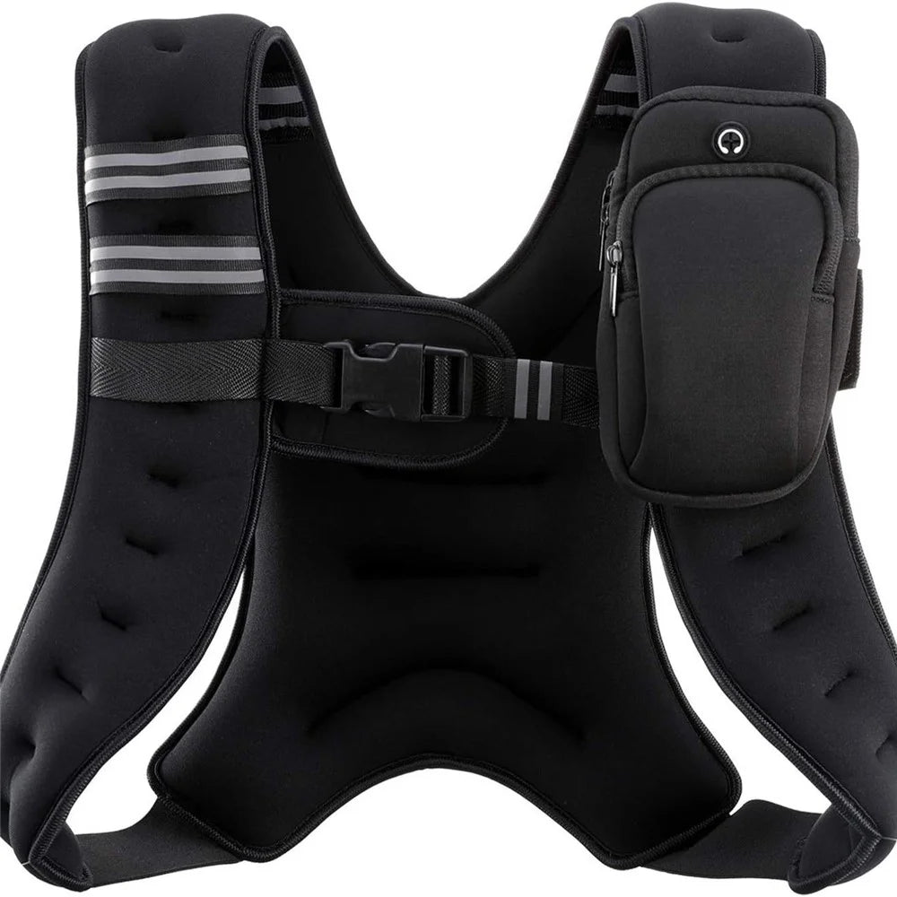 12LB Weighted Vest Adjustable Training Weight Vest with Iron Sand Bags For Strength Training Cardio Fitness - Black - 1