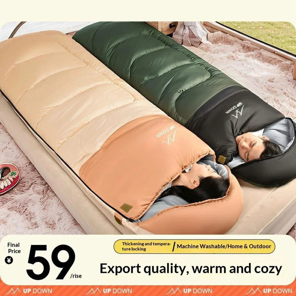 UPDOWN 2.4KG  /  -5~8 Degrees Celsius Envelope Sleeping Bag Adult Winter Thick Warm Outdoor Camping Warm Sleep Bag - Beige - 2