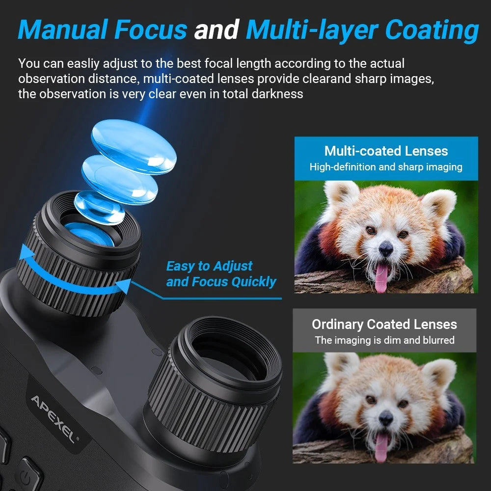 APEXEL APL-NV008 12X Digital Zoom IR Night Vision Binoculars Multi-Layer Coated Night Vision Device with 5 IR Level Adjustable - 7