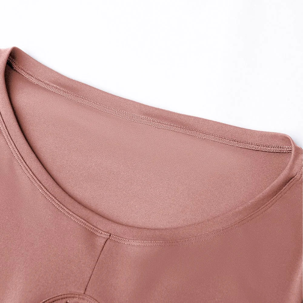 CX1589 Women's Gym Tops Yoga Clothing T-Shirt Light Nuls Round Neck Cropped - Twilight Rose / 4(S) - 3