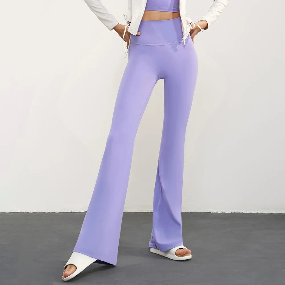 CX1597 Bootcut Yoga Pants NULS FREE High Waist Flared Leggings Workout Bootleg Trousers - Dark Purple / 4(S) - 2