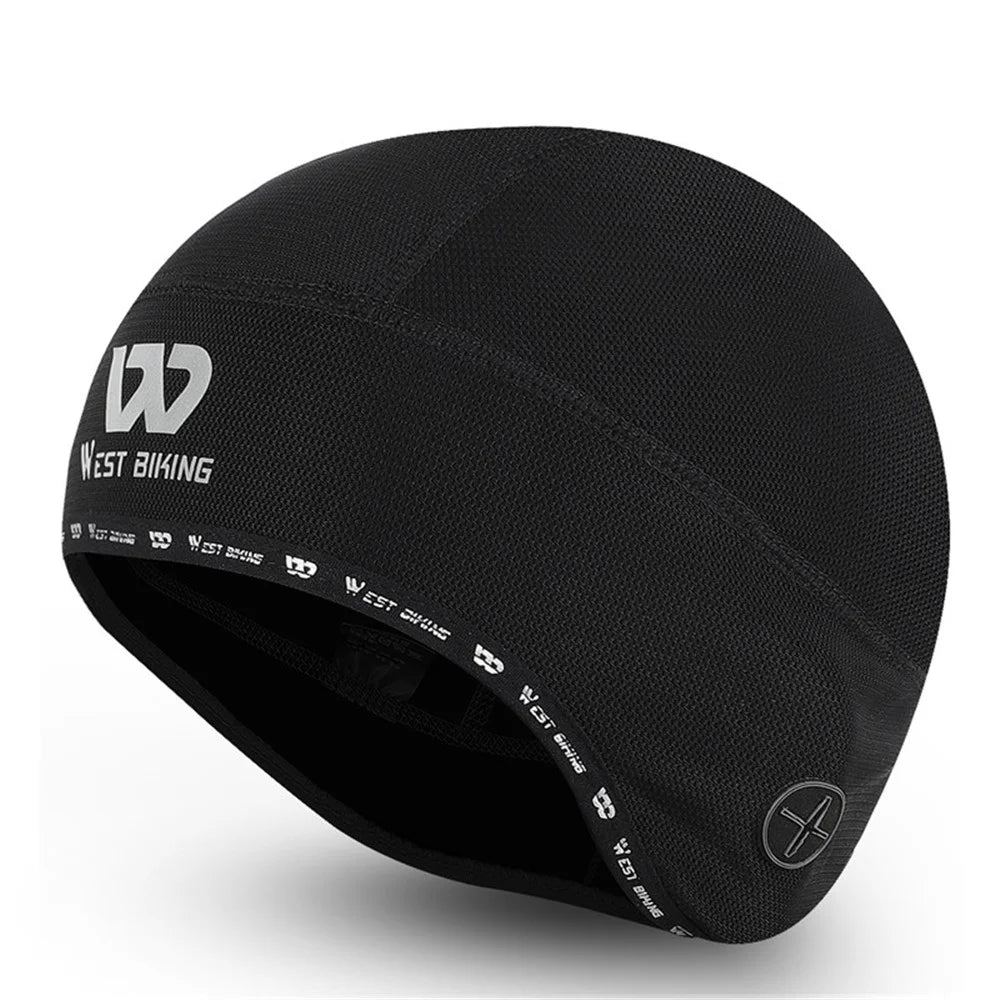 WEST BIKING Reflective Logo Windproof Thermal Cycling Hat Helmet Liner Cap with Earphones Hole - Black - 1