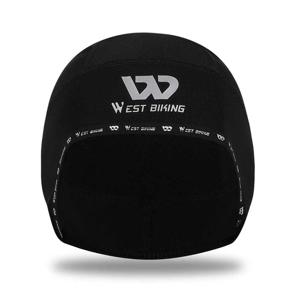WEST BIKING Reflective Logo Windproof Thermal Cycling Hat Helmet Liner Cap with Earphones Hole - Black - 2