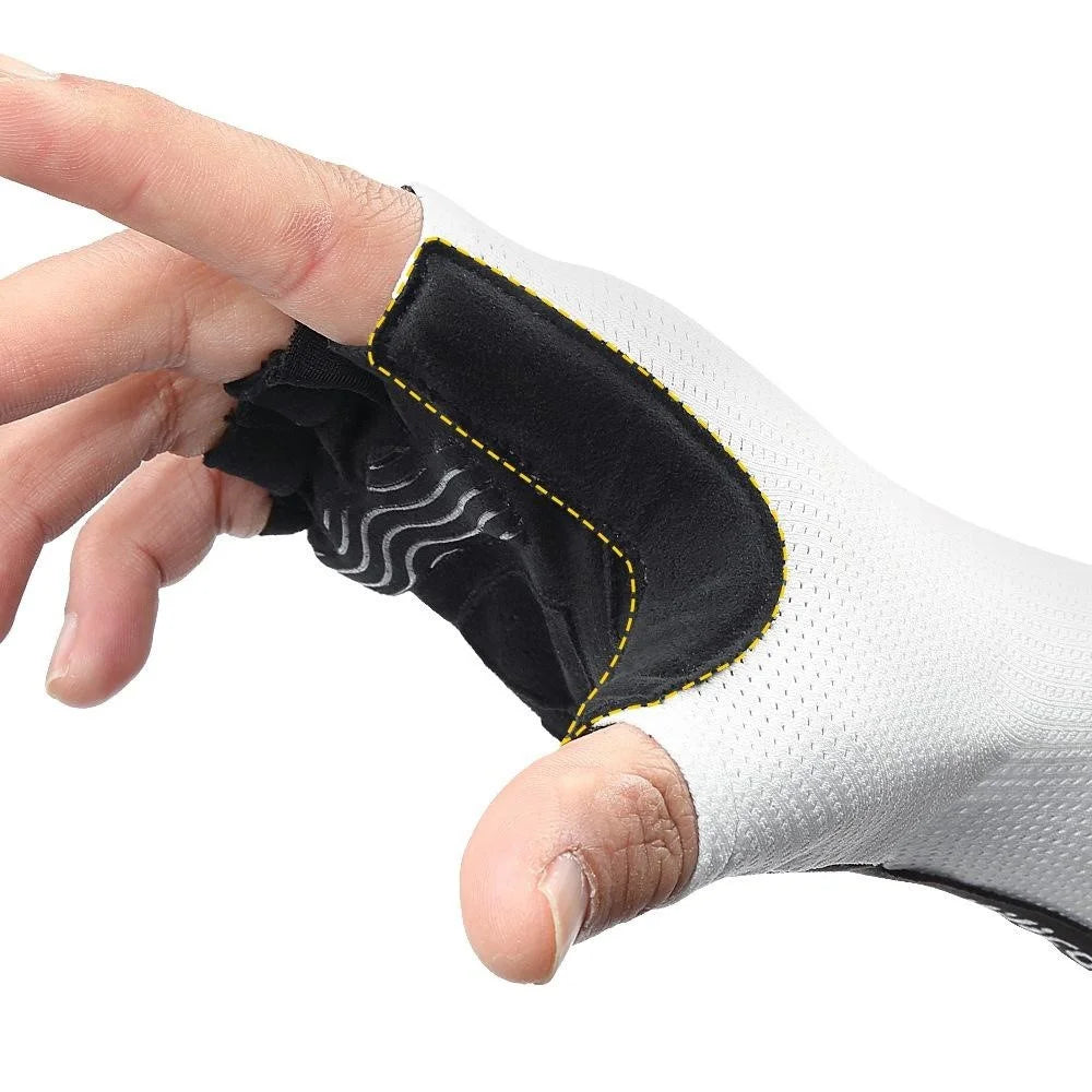 VILICO A0106 1 Pair Size S Outdoor Cycling Fishing Gloves Half Finger Shock Absorbing Breathable Bike Gloves - White - 6