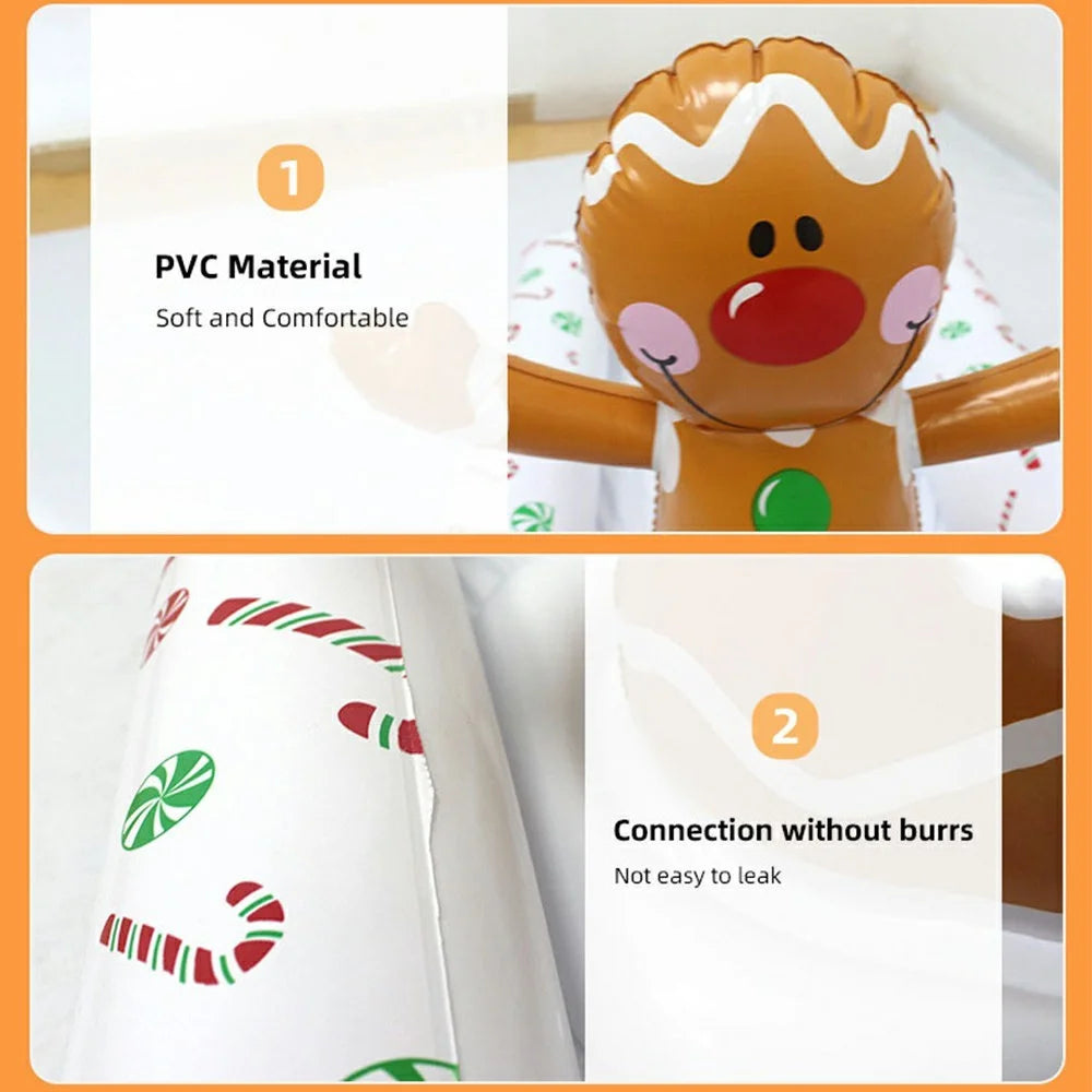 Inflatable Christmas Gingerbread Man Ice Storage Container PVC Anti Leak Pool Beach Ice Drink Holder - 5