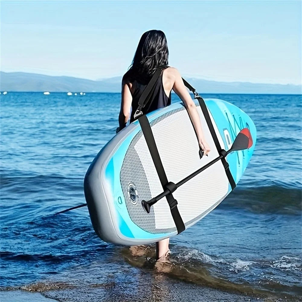 Surfboard Kayak Paddleboard Shoulder Carry Straps Adjustable Portable Transport Belt Water Sports Accessories - Black - 5