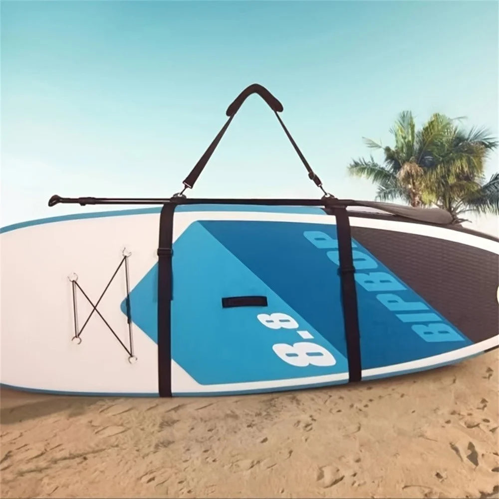 Surfboard Kayak Paddleboard Shoulder Carry Straps Adjustable Portable Transport Belt Water Sports Accessories - Black - 6