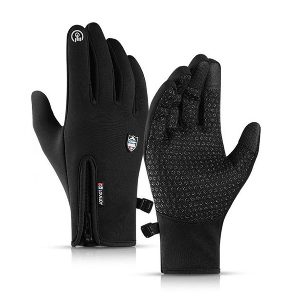 GOLOVEJOY DB67 Men's Winter Cycling Motorcycle Gloves Waterproof Thermal Touchscreen Mittens - Black / M - 1