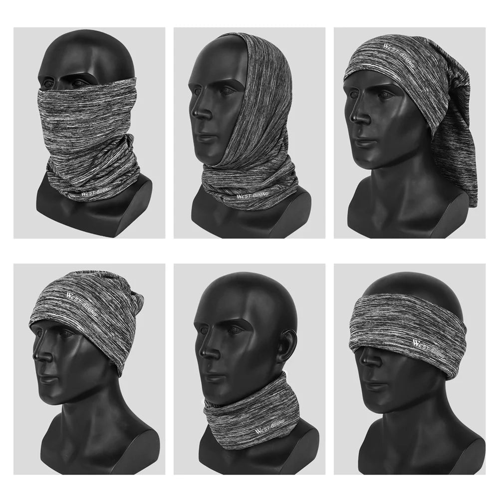 WEST BIKING YP0201206 Winter Cycling Face Mask Neck Scarf Elastic Warm Fleece Balaclava - Light Grey - 7