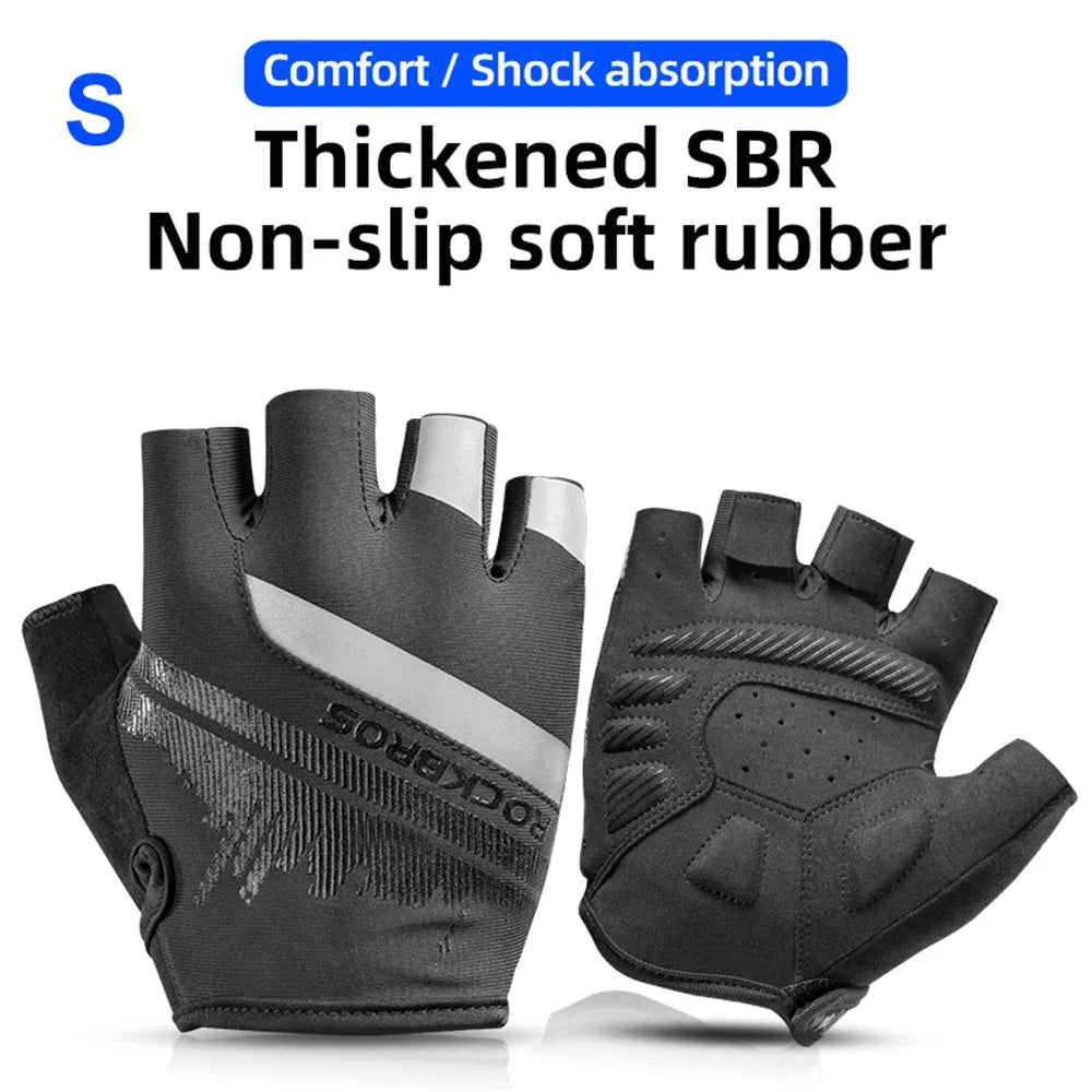 ROCKBROS S247 1Pair Half Finger Bicycle Gloves Wear-resistant Gloves with Reflective Stripes for Cycling Riding - S - 2