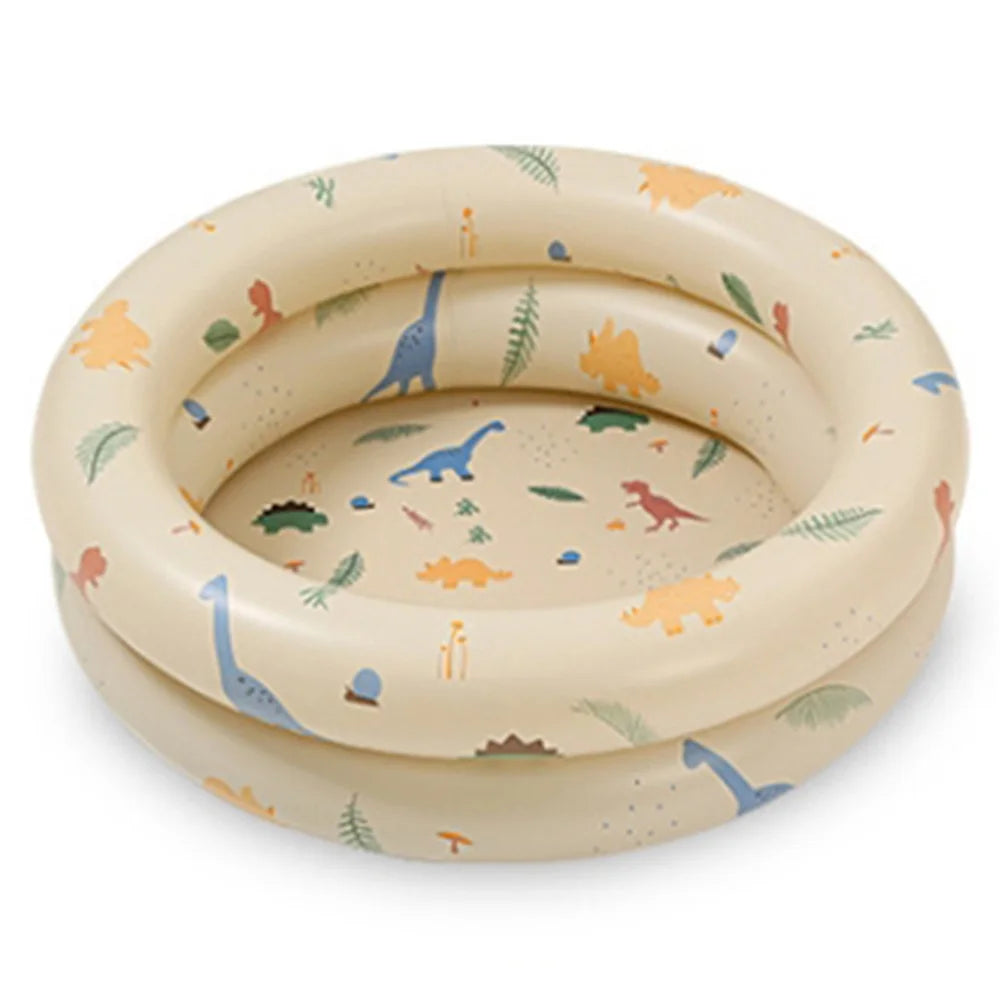Infant Bath Pool Inflatable Swimming Pool Round PVC Summer Baby Paddling Toy, Style 120 - Beige Dinosaur - 1
