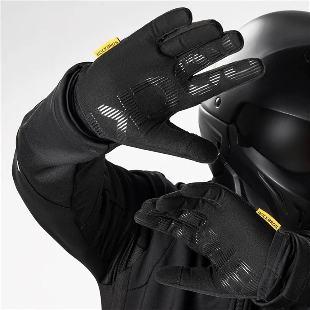 ROCKBROS MT025 1 Pair Outdoor Cycling Gloves Anti-skid Touch Screen Full Finger Gloves - Black / S - 2