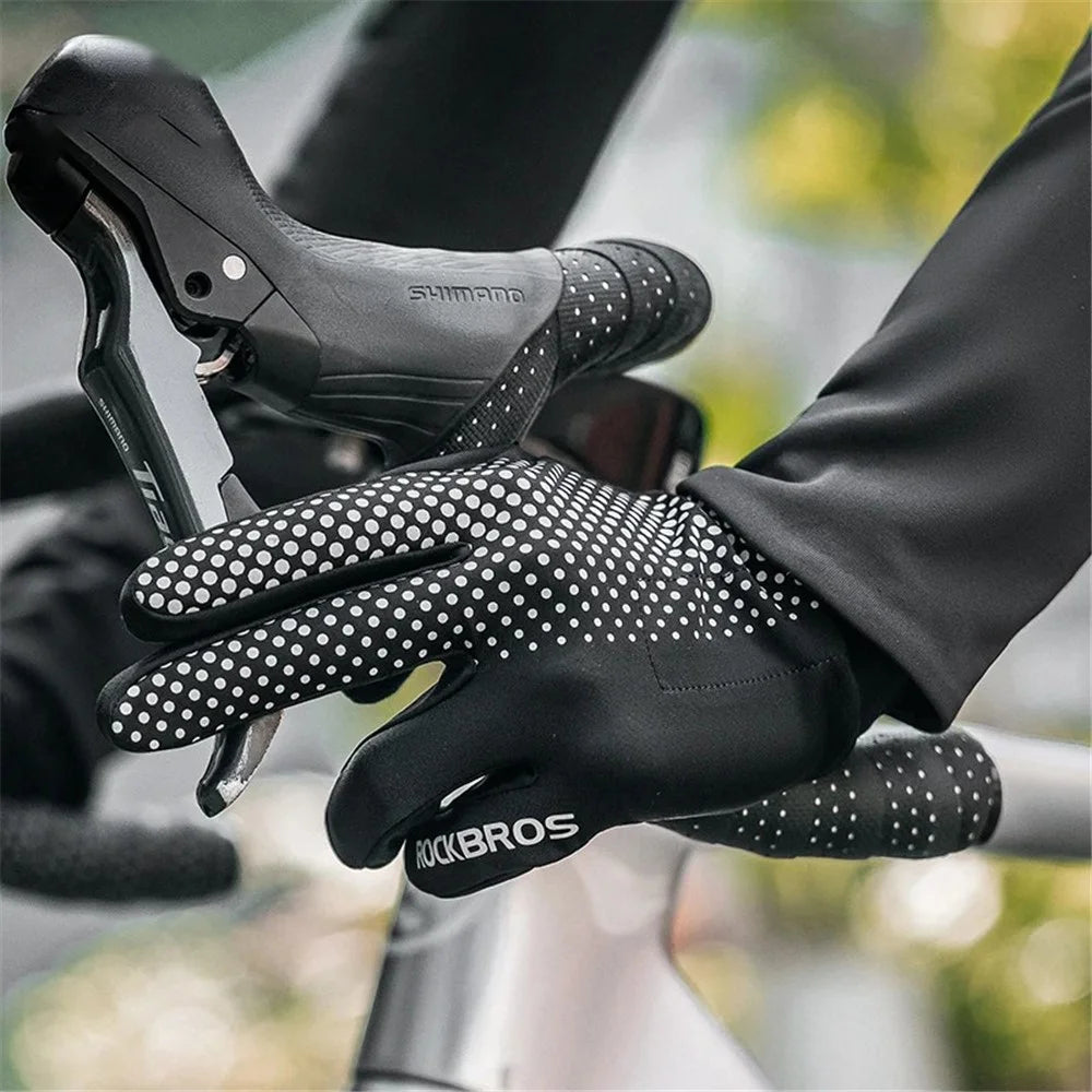 ROCKBROS S343 1 Pair Outdoor Cycling Full Finger Gloves Breathable Anti-skid Touch Screen Gloves - Black S - 2