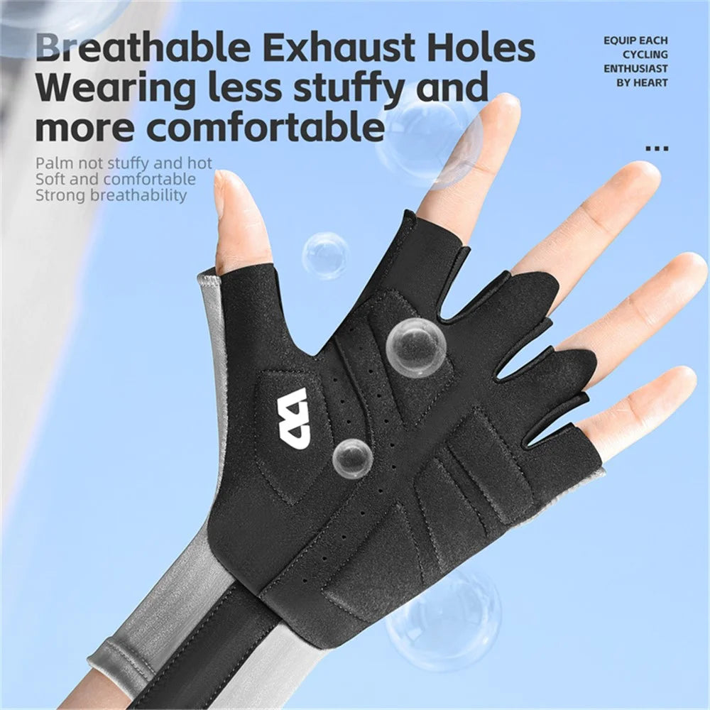WEST BIKING YP0211247 1 Pair Unisex Cycling Gloves Anti-Skid Breathable Bike Half Finger Gloves - Red M - 2