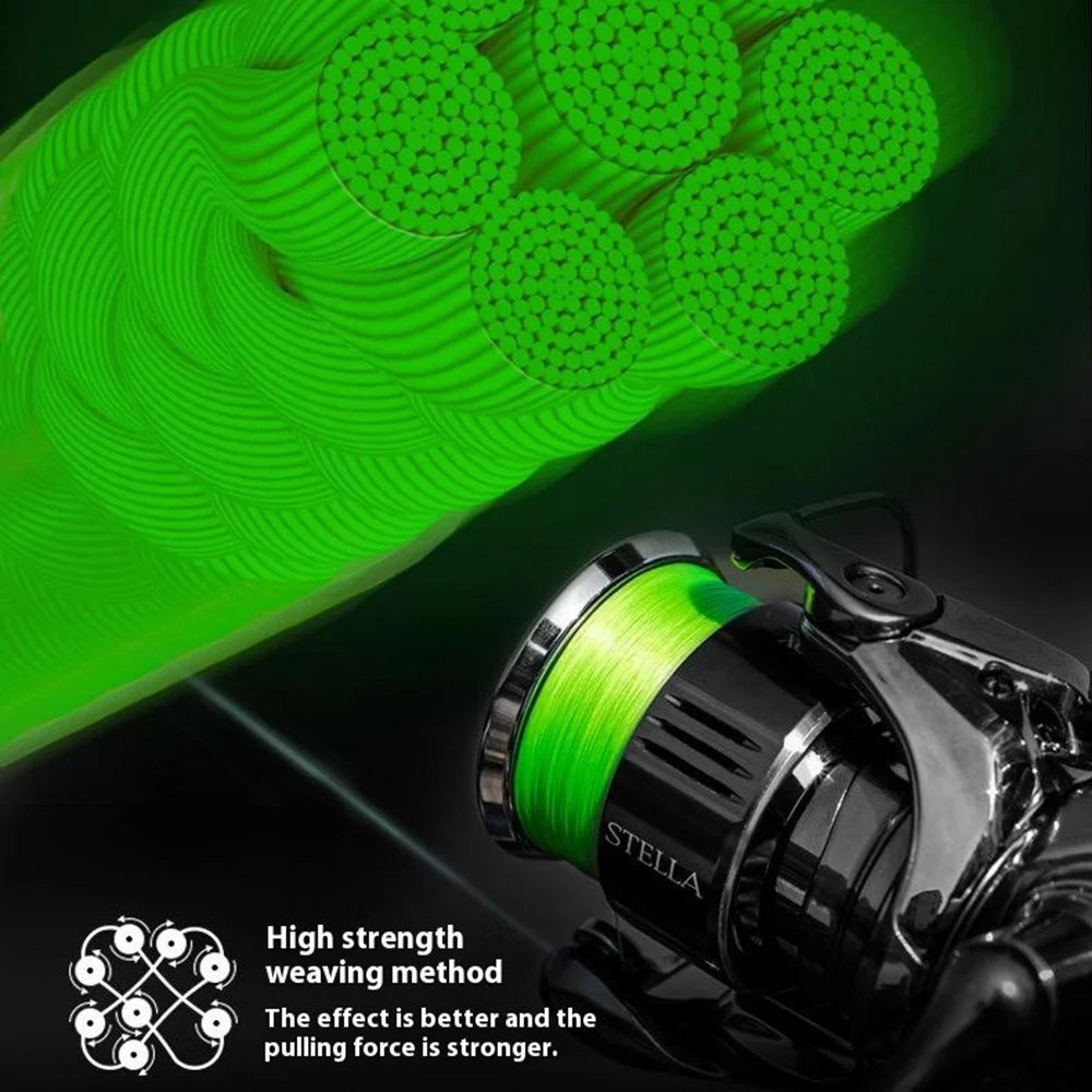 100m Length 8 Strands Braided Fishing Line Green Super Strong PE Smooth Touch Fishing Line - 0.4 - 2
