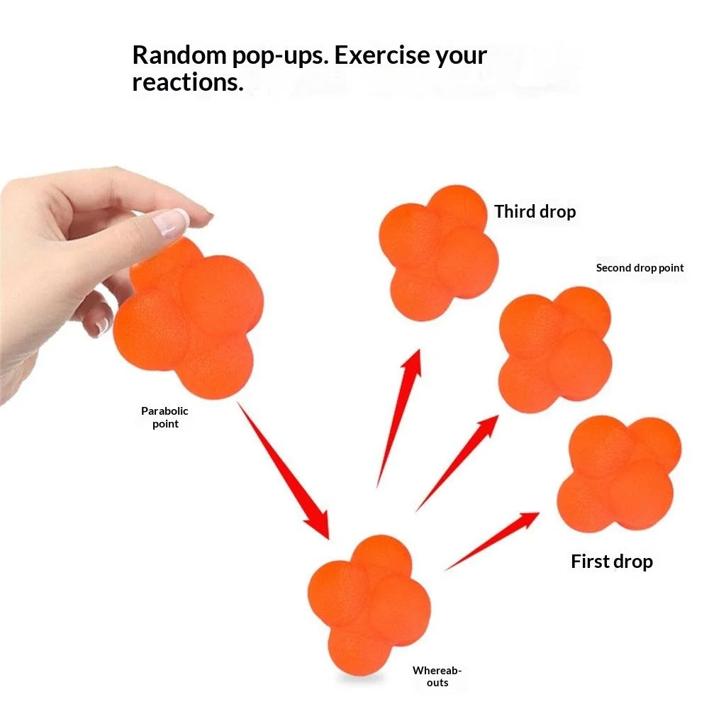 5.5cm Hexagonal Reaction Ball High Bounce TPR Ball Outdoor Sports Toy for Agility Game - Red - 5