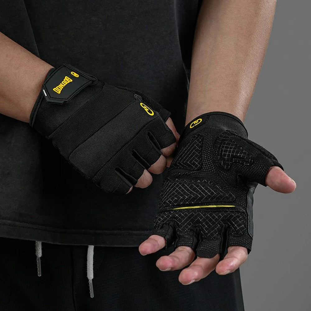 GOUNOD GL058 Non Slip Thickened Palm Protection Half Finger Gloves for Weightlifting Gym Fitness , Black / Size S - 6