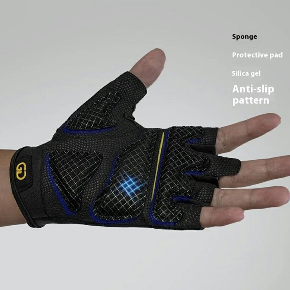 GOUNOD GL058 Non Slip Thickened Palm Protection Half Finger Gloves for Weightlifting Gym Fitness , Black / Size M - 5