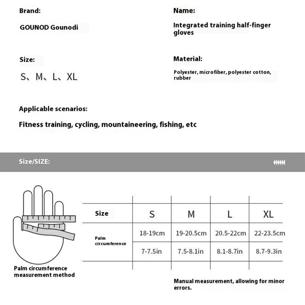 GOUNOD GL058 Non Slip Thickened Palm Protection Half Finger Gloves for Weightlifting Gym Fitness , Black / Size M - 7