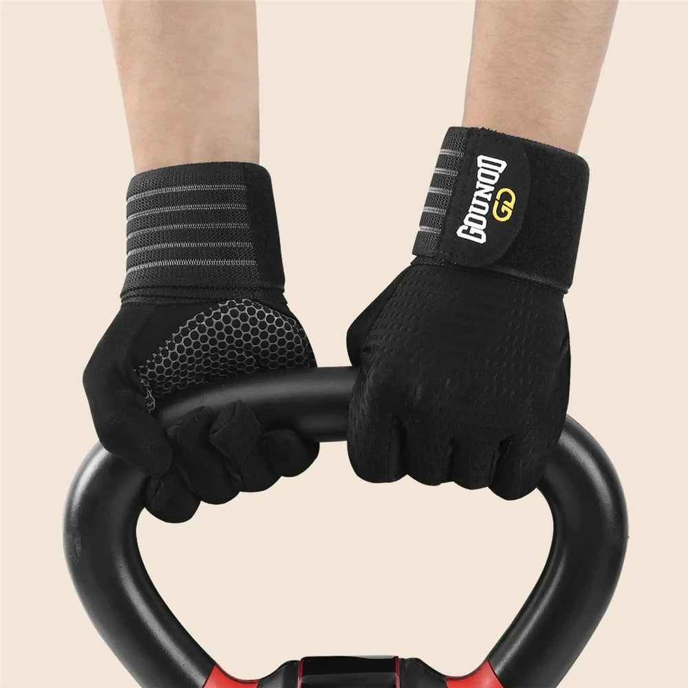 GOUNOD GL045 Full Finger Fitness Gloves Breathable Wrist Support Weightlifting Gloves Size S - 4