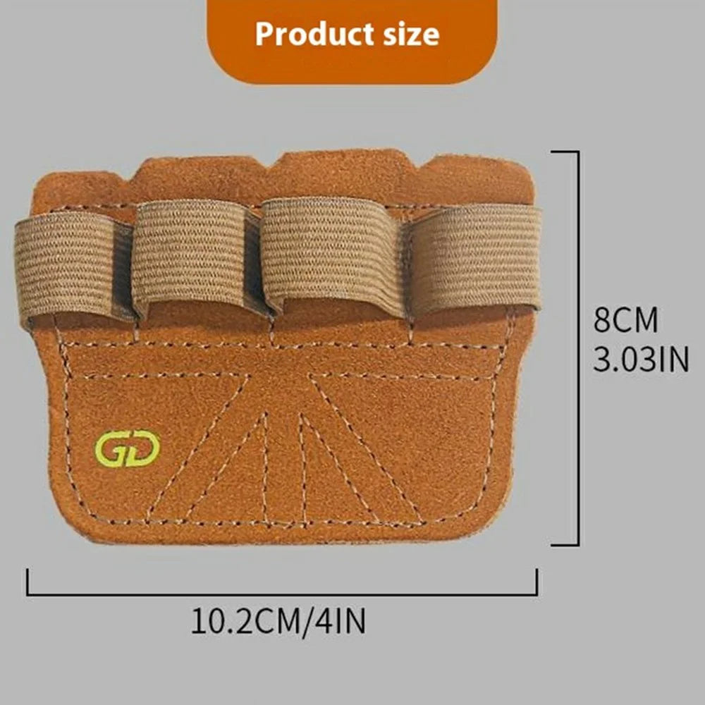GOUNOD GL062 1 Pair Adults Weightlifting Palm Guard Anti Slip 4 Finger Double Layer Cowhide Palm Protection Pad - Brown - 6