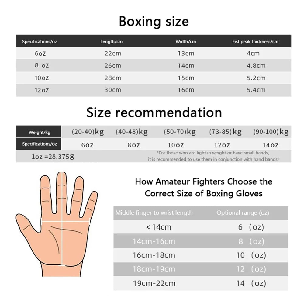 AIBEIJIAN 12oz Adult Breathable Boxing Gloves PU Training Gloves Punching Bag Kickboxing Mitts - Black - 6