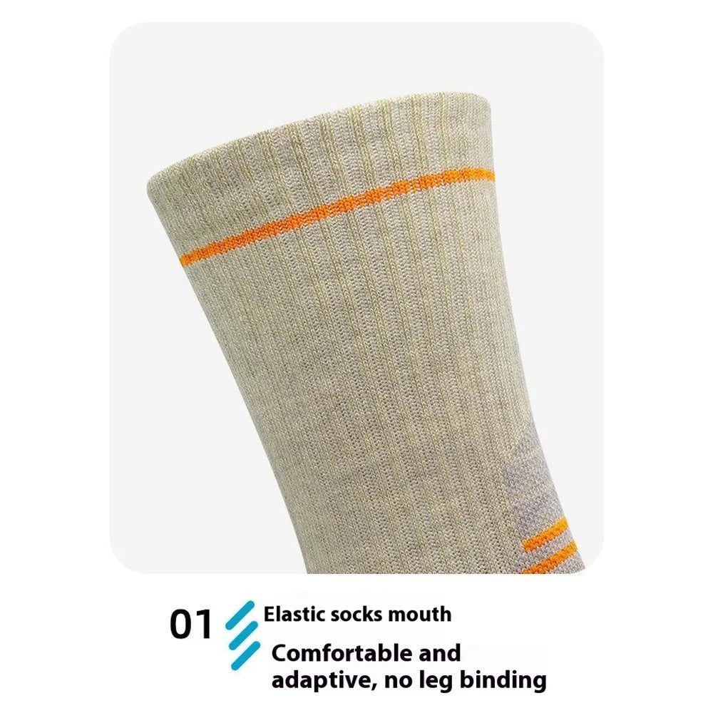 PORFIN 1Pair Wool Ski Socks for Women Warm Thick Hiking Trekking Socks Breathable Moisture Wicking - Camel Green / M / 34-38 - 5