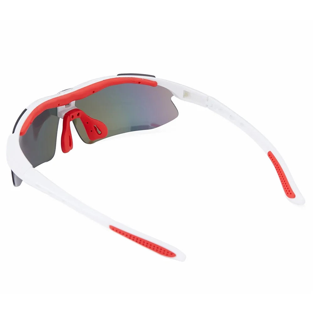 WEST BIKING UV400 Protection Outdoor Sports Cycling Glasses - White Frame/Blue Coated Lens - 5