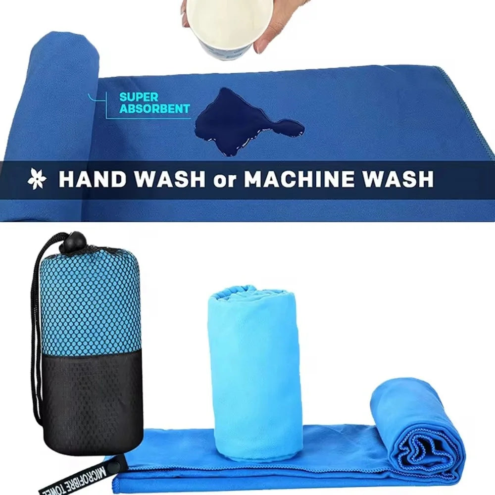 WY1003 50x110cm Double-Sided Quick-Drying Towel Microfiber Sports Fitness Yoga Beach Towel - Sky Blue - 2