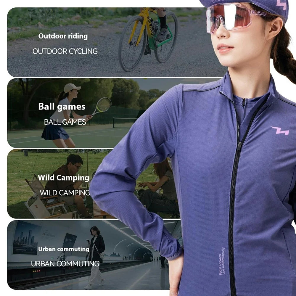ROCKBROS TVI Series Women Cycling Sports Windbreaker Long Sleeve Breathable Windproof Jacket, Size XL - Pink - 6
