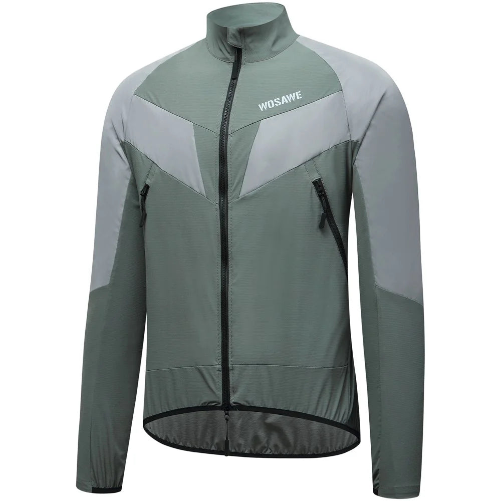 WOSAWE Spring Summer Cycling Jacket Bike Windproof Water Resistant Reflective Climbing Night Running Jacket, Asian L / EU M - Green - 1