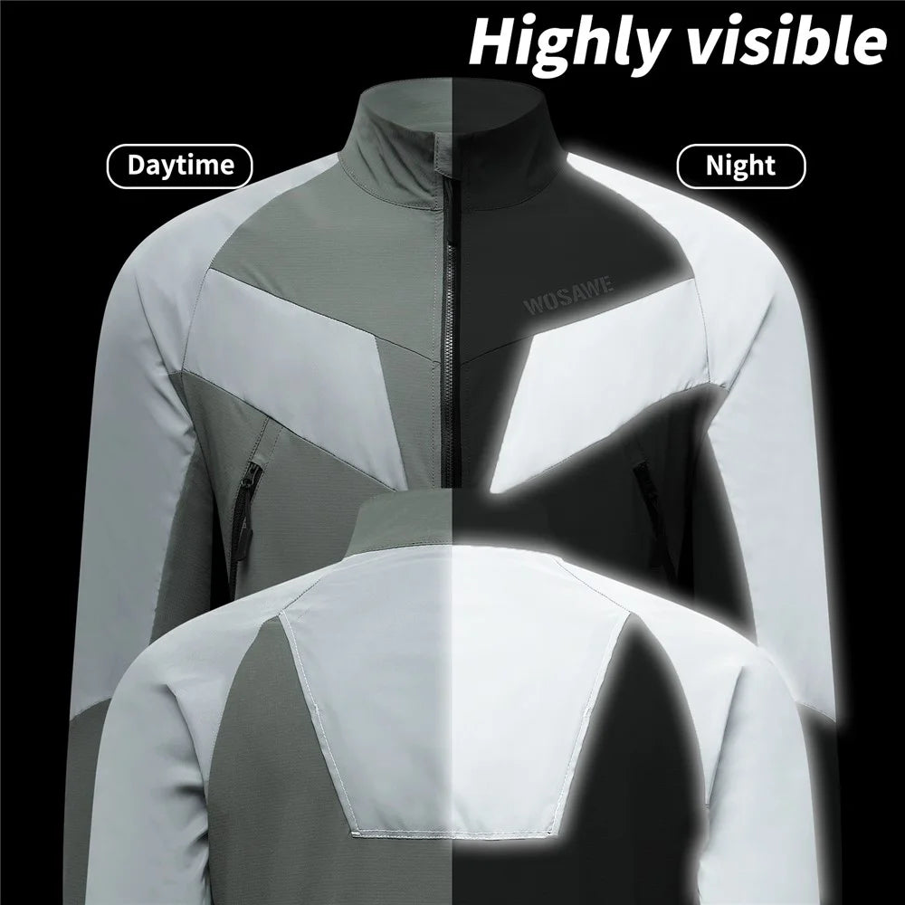 WOSAWE Spring Summer Cycling Jacket Bike Windproof Water Resistant Reflective Climbing Night Running Jacket, Asian M / EU S - Green - 4