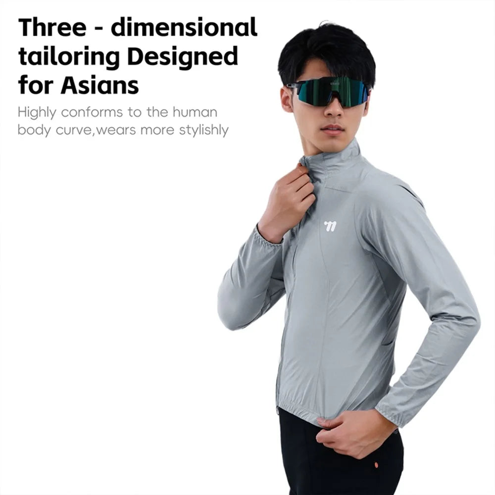 WEST BIKING YP0202341 Mountain Bike Windproof Jacket Summer Spring Lightweight Cycling Jersey Men Top - Grey S - 4
