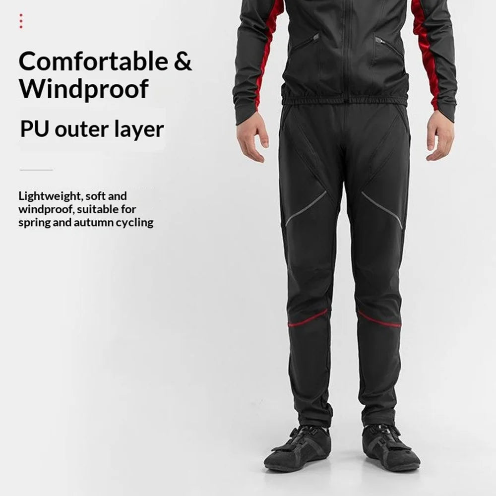 ROCKBROS 20420033 Windproof PU Autumn Winter Cycling Pants 3D Ergonomic Fleece Thermal Bicycle Pants for Outdoor Cycling - Black  /  S - 4
